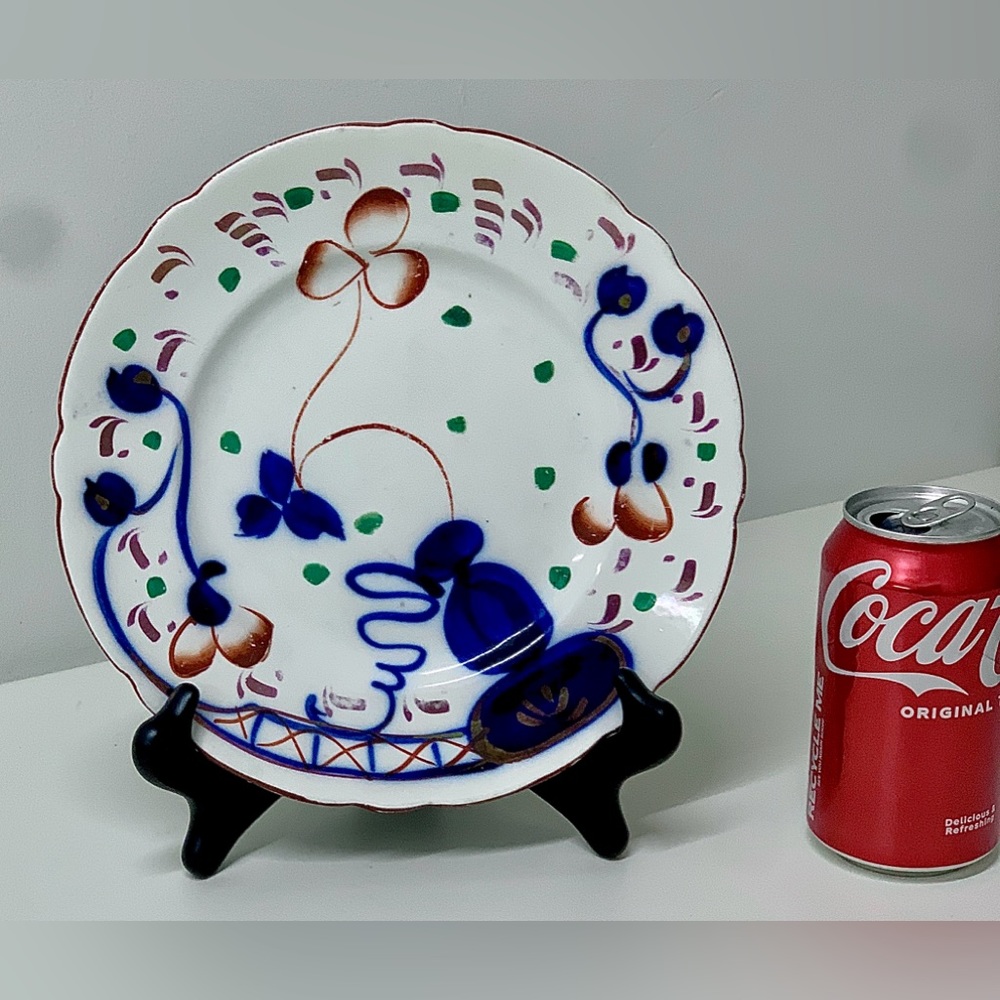 19th Century Vtg Gaudy Welsh Oyster Pattern Plate Marked Impressed Allertons